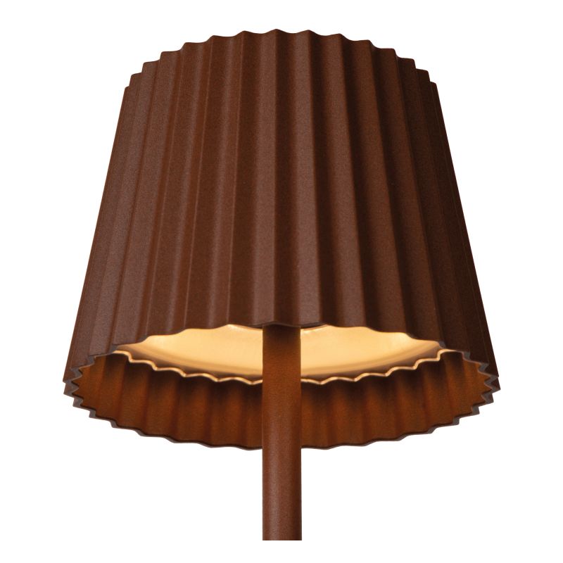 Lucide JUSTINE - Nabíjacia stolová lampa Vonkajšia - Batéria - LED Rozm. - 1x2W 2700K - IP54 - S bezdrôtovou nabíjacou podložkou - Rust Brown